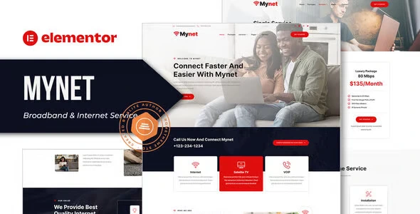 Mynet - Broadband & Internet Service Provider Elementor Template Kit