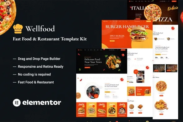 Wellfood – Fast Food & Restaurant Elementor Pro Template Kits