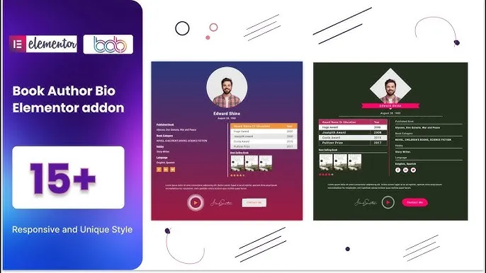 BWD Book Author Bio Addon for Elementor