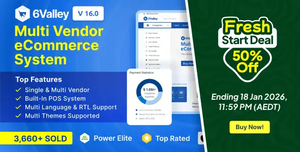 6Valley Multi-Vendor eCommerce CMS - Complete eCommerce Mobile App, Website