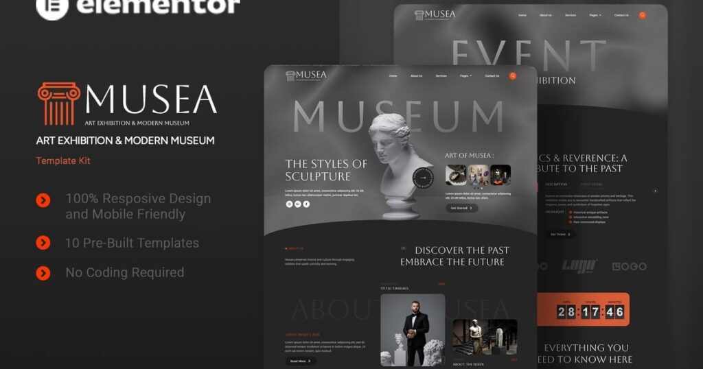 Musea - Art Exhibition & Modern Museum Elementor Template Kit