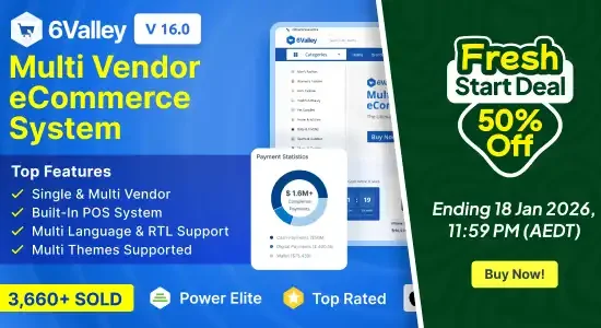 6Valley Multi-Vendor eCommerce CMS - Complete eCommerce Mobile App, Website