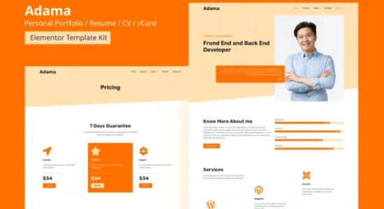 Adama – Personal Portfolio & Resume Elementor Template Kit