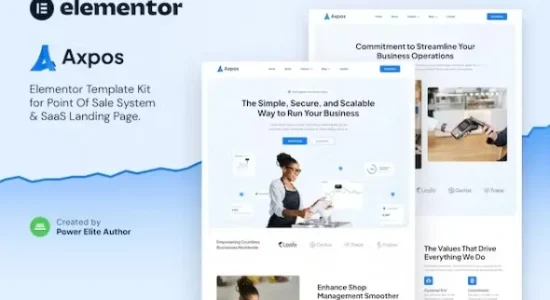 Axpos – Point Of Sale Software & SaaS Landing Page Elementor Template Kit