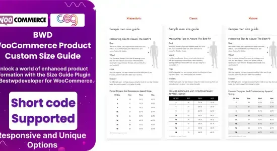 BWD Product Custom Size Guide For WooCommerce