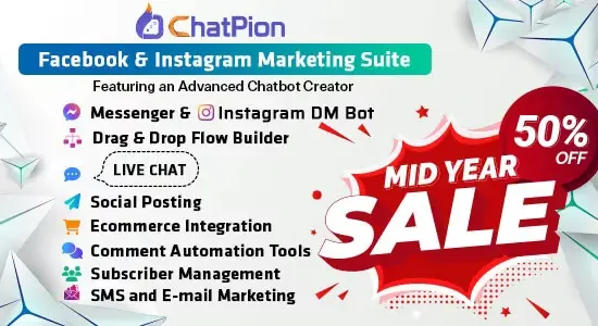 ChatPion AI Chatbot for Facebook, Instagram, eCommerce, SMSEmail & Social Media Marketing