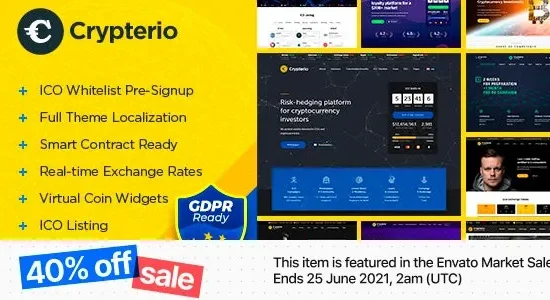 Crypterio – ICO Landing Page and Cryptocurrency WordPress Theme