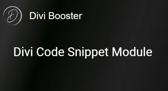 Divi Code Snippet Module