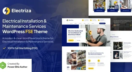 Electriza - Electrical Installation & Maintenance Services FSE WordPress Theme