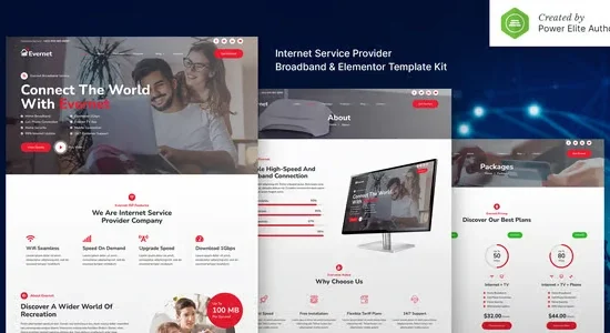 Evernet – Broadband & Internet Service Provider Elementor Template Kit