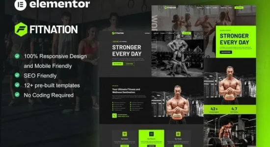FitNation - Gym & Fitness Elementor Template Kit