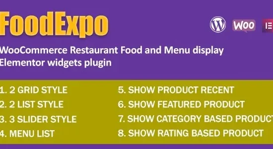 FoodExpo – WooCommerce Restaurant Food Menu display Elementor widgets plugin