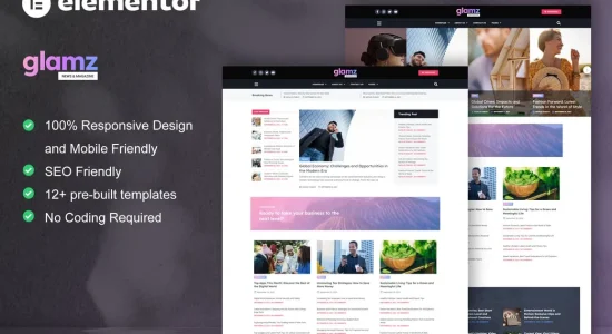 Glamz – News & Magazine Elementor Template Kit