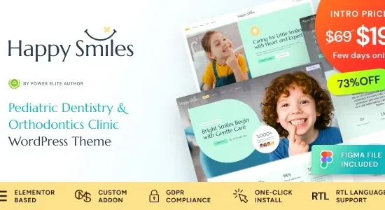 Happy Smiles – Pediatric Dental Clinic & Dentist WordPress Theme