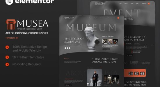 Musea - Art Exhibition & Modern Museum Elementor Template Kit