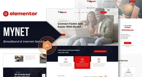Mynet - Broadband & Internet Service Provider Elementor Template Kit
