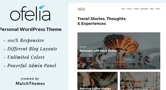 Ofelia - Travel Personal WordPress Blog Theme