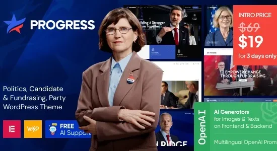 Progress 1.0.0 – Politics, Candidate & Fundraising WordPress Theme