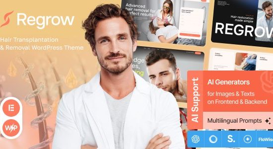 Regrow Hair Transplantation & Removal WordPress Theme