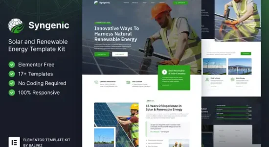 Syngenic Solar & Renewable Energy Elementor Template Kit