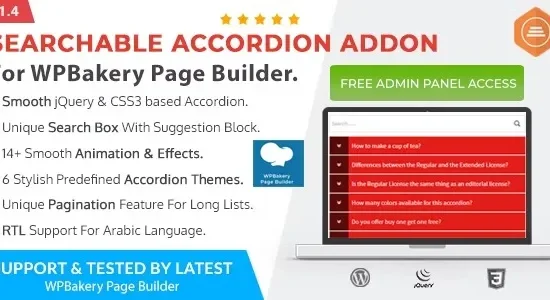 Ultimate Searchable Accordion – WPBakery Page Builder Addon