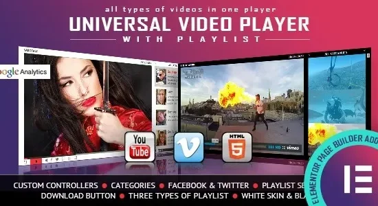 Universal Video Player - YouTube/Vimeo/Self-Hosted Elementor Widget