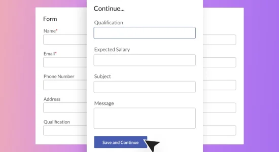 User Registration Save and Continue Addon