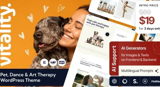 Vitality – Pet, Dance & Art Therapy WordPress Theme